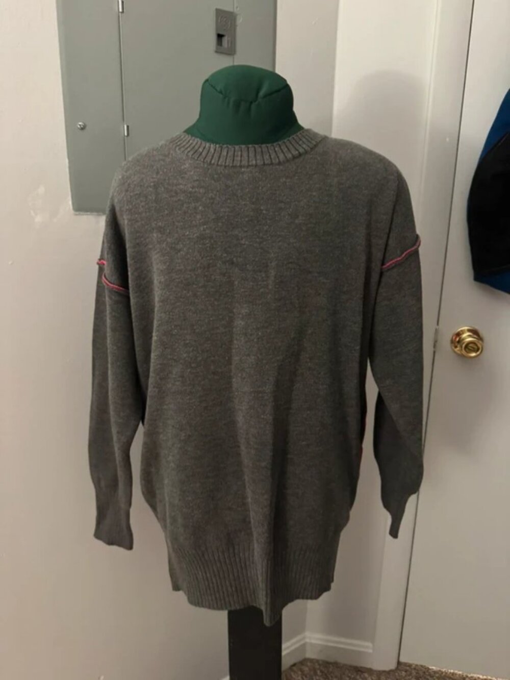 Grey Sweater with Hot Pink Accents